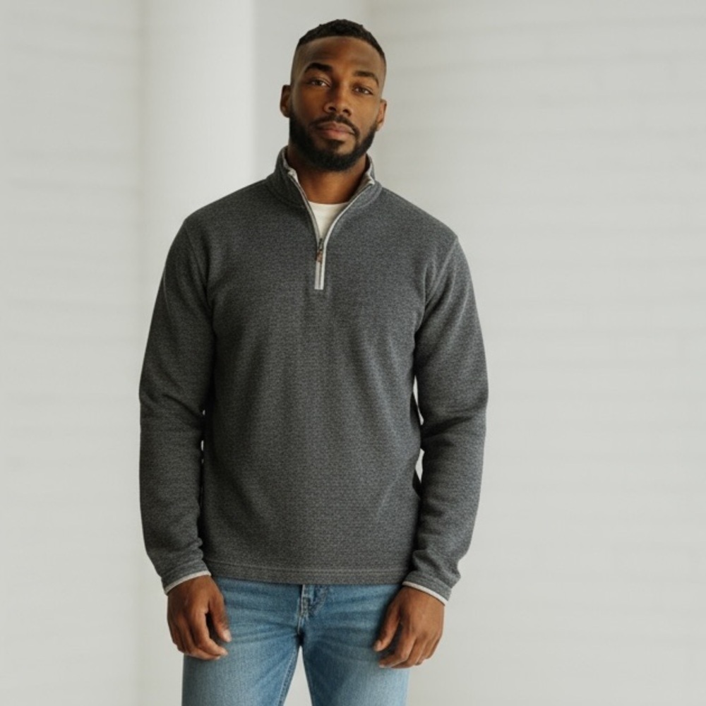OAK HILL XXL Dark & Light Gray Cozy Fleece 1/4 Zip Sweatshirt R $80